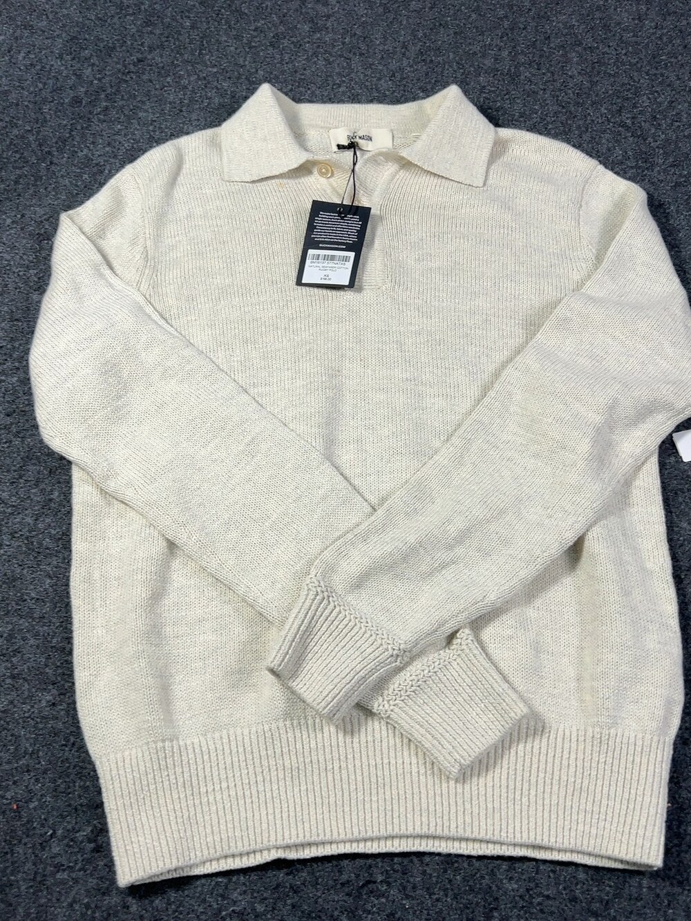 Buck Mason Natural Seafarer Cotton Rugby Polo Sweater Mens XS NWI Msrp168 [MC3]
